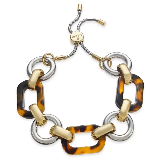 Buy π₯° Alfani Two-Tone & Tortoise-Look Link Slider Bracelet, Created For Macy's Gold/tortoise β - Image 2