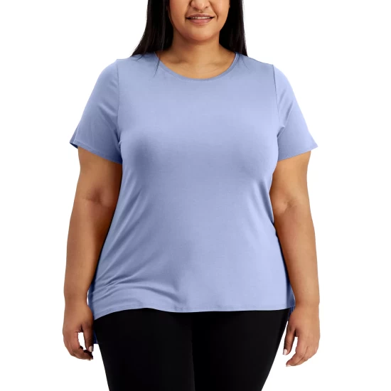 Cheap βοΈ Alfani Plus Size Split-Neck Long-Sleeve Shimmer Top, Created For Macy's Deep Black π - Image 2