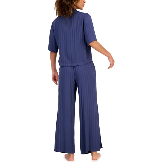 Hot Sale π Alfani Cropped π Shirt & Wide-Leg Pants Pajama Set, Created For Macy's Dusty Tulip π - Image 5