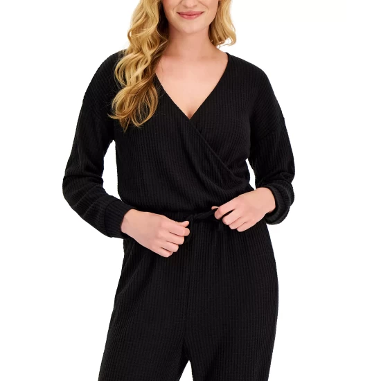Coupon π€© Alfani π© Women's Long Sleeve Tie Waist Sleep Jumpsuit, Created For Macy's Dusty Lavender Petal π - Image 4