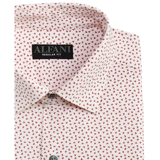 Best Sale π₯ Alfani Men's Regular Fit Travel Ready Angled Geo Print π Dress π Shirt, Created For Macy's Black White π - Image 6