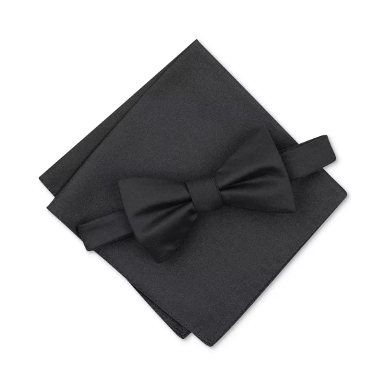 Best deal π Alfani Men's Solid Textured Pre-Tied Bow Tie & Solid Textured Pocket Square Set, Created For Macy's Burgundy π - Image 2