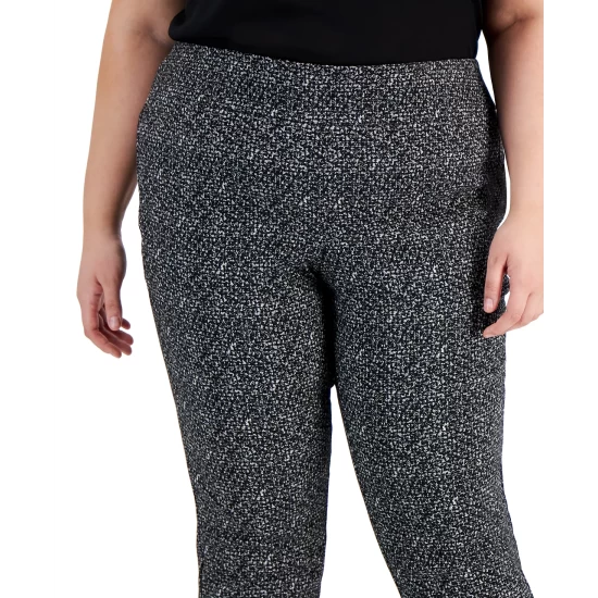 Hot Sale π Alfani Plus Size Tummy-Control Printed Skinny Pants, Created For Macy's Deep Black β - Image 5