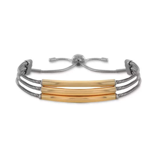 Hot Sale π Alfani Two-Tone Curved Bar Triple-Row Slider Bracelet, Created For Macy's Yellow π - Image 2