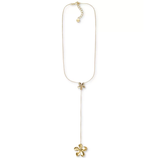 Hot Sale π Alfani Gold-Tone Flower Lariat Necklace, 18 + 2 Extender, Created For Macy's βοΈ - Image 2