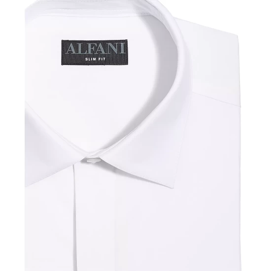 Deals β€οΈ Alfani Men's Slim Fit 2-Way Stretch Formal Convertible-Cuff π Dress π Shirt, Created For Macy's White π - Image 4