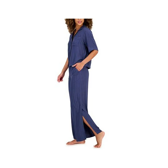 Hot Sale π Alfani Cropped π Shirt & Wide-Leg Pants Pajama Set, Created For Macy's Dusty Tulip π - Image 2