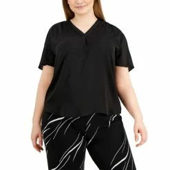 Cheap ⌛ Alfani Plus Size V-Neck Top, Created For Macy's Modern Navy 🥰