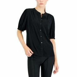 Best Sale 𧨠Alfani π© Women's Band-Collar Elbow-Sleeve Top, Created For Macy's Pottery Clay π₯°