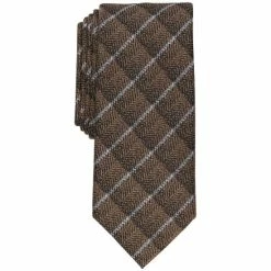 Promo 😍 Alfani Men's Abstract Check Slim Tie, Created For Macy's Taupe 😉