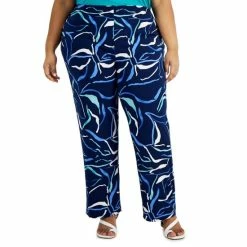 New 🎉 Alfani Plus Printed Straight Leg Pants, Created For Macy's Soft Line Navy ⌛