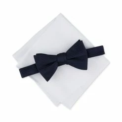 Best Sale π Alfani Men's Francis 2-Pc. Pinstripe Pre-Tied Bow Tie & Solid Pocket Square Set, Created For Macy's Navy π―