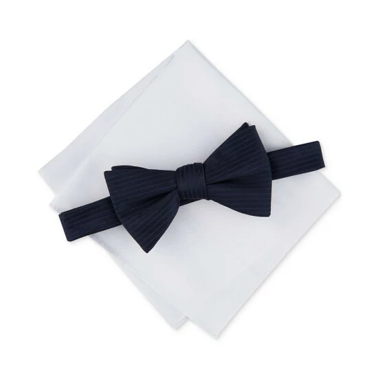 Best Sale π Alfani Men's Francis 2-Pc. Pinstripe Pre-Tied Bow Tie & Solid Pocket Square Set, Created For Macy's Navy π―