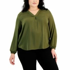 Deals π Alfani Plus Size High-Low V-Neck Blouse, Created For Macy's Rich Malbec π