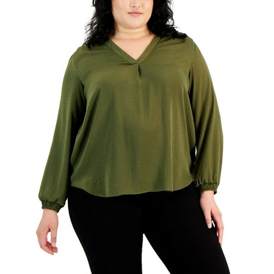 Deals π Alfani Plus Size High-Low V-Neck Blouse, Created For Macy's Rich Malbec π
