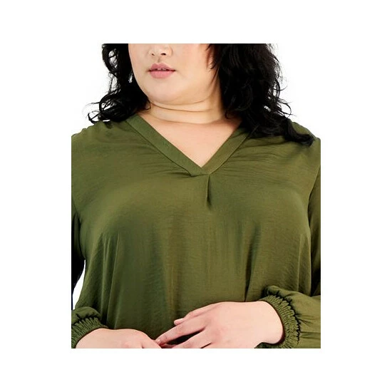 Deals π Alfani Plus Size High-Low V-Neck Blouse, Created For Macy's Rich Malbec π - Image 3