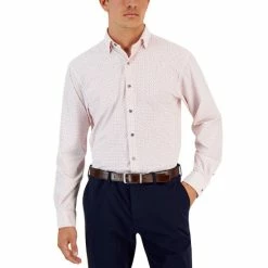 Best Sale π₯ Alfani Men's Regular Fit Travel Ready Angled Geo Print π Dress π Shirt, Created For Macy's Black White π