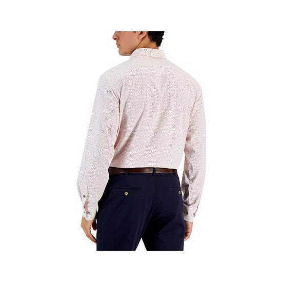 Best Sale π₯ Alfani Men's Regular Fit Travel Ready Angled Geo Print π Dress π Shirt, Created For Macy's Black White π - Image 2