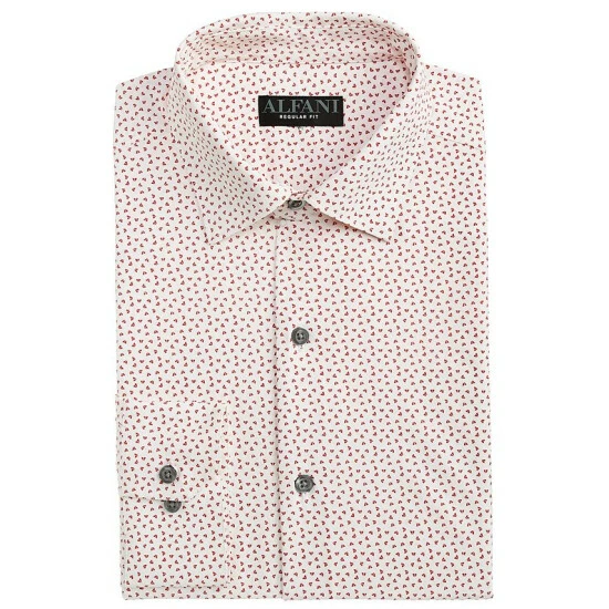 Best Sale π₯ Alfani Men's Regular Fit Travel Ready Angled Geo Print π Dress π Shirt, Created For Macy's Black White π - Image 4