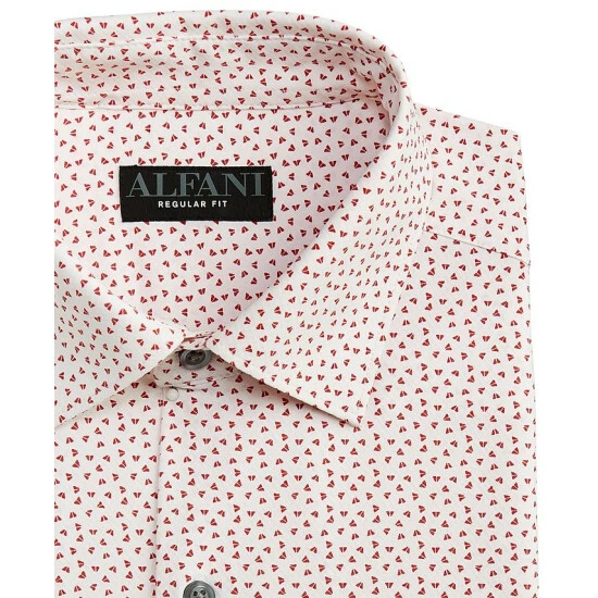 Best Sale π₯ Alfani Men's Regular Fit Travel Ready Angled Geo Print π Dress π Shirt, Created For Macy's Black White π - Image 5