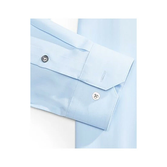 New π Alfani Men's Regular Fit 2-Way Stretch Herringbone π Dress π Shirt, Created For Macy's White Lt Blue π - Image 5