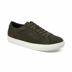 Best Sale 🛒 Alfani Men's Grayson Suede Lace-Up 👟 Sneakers, Created For Macy's Olive W/ White Btm ⌛