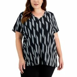 Best deal π Alfani Plus Size V-Neck Top, Created For Macy's Hat Angle Deep Black π€©