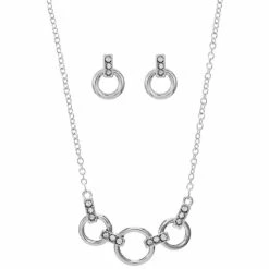 Flash Sale 🧨 Alfani Silver-Tone Pavé & Circle Statement Necklace & Drop Earrings Set, Created For Macy's 💯