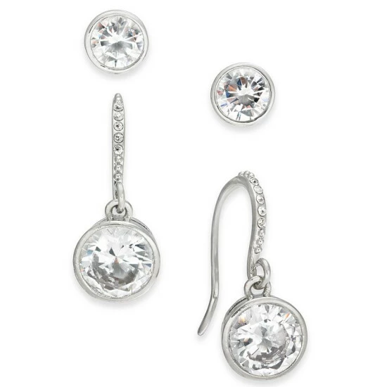 Hot Sale π Alfani 2-Pc. Set Crystal Stud & Drop Earrings, Created For Macy's Silver π