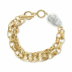 Discount 😉 Alfani Gold-Tone Imitation Pearl Chain Link Bracelet, Created For Macy's 😀