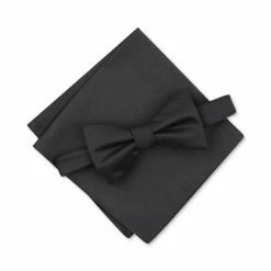 Best deal π Alfani Men's Solid Textured Pre-Tied Bow Tie & Solid Textured Pocket Square Set, Created For Macy's Burgundy π