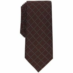 Wholesale 🤩 Alfani Men's Slim Grid Tie, Created For Macy's Cognac 👏