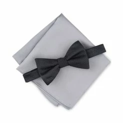 Discount π Alfani Men's Stratton Solid Men's Bow Tie & Pocket Square Set, Created For Macy's Black π₯°