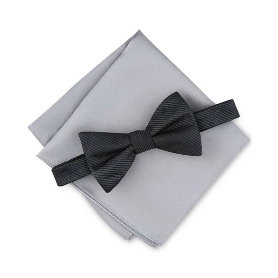 Discount π Alfani Men's Stratton Solid Men's Bow Tie & Pocket Square Set, Created For Macy's Black π₯°