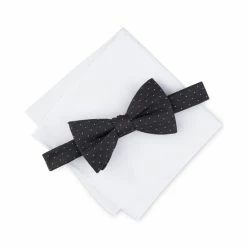 Brand new 👏 Alfani Men's Penn Geo-Print Bow Tie & Pocket Square Set, Created For Macy's Black ✨