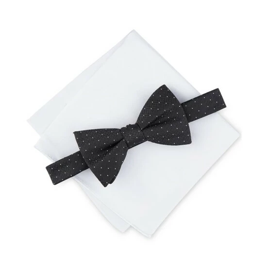 Brand new π Alfani Men's Penn Geo-Print Bow Tie & Pocket Square Set, Created For Macy's Black β¨