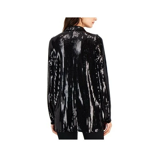 Wholesale βοΈ Alfani π© Women's Sequined Long-Sleeve Blouse, Created For Macy's Deep Black β€οΈ - Image 2