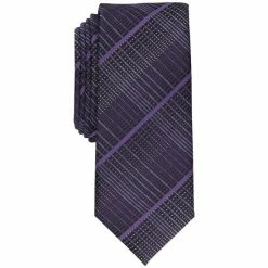 Promo 💯 Alfani Men's Devon Plaid Tie, Created For Macy's Purple 🎉