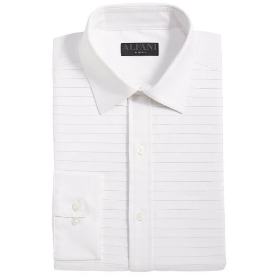Outlet βοΈ Alfani Men's Slim Fit Horizontal Pleated Panel Formal π Shirt, Created For Macy's Sierradale Whit βοΈ