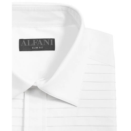 Outlet βοΈ Alfani Men's Slim Fit Horizontal Pleated Panel Formal π Shirt, Created For Macy's Sierradale Whit βοΈ - Image 2
