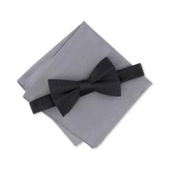 Cheapest 🌟 Alfani Men's 2-Pc. Bow Tie & Pocket Square Set, Created For Macy's Black ⌛
