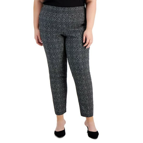 Hot Sale π Alfani Plus Size Tummy-Control Printed Skinny Pants, Created For Macy's Deep Black β