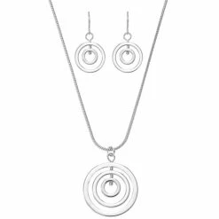 Outlet 🧨 Alfani Silver-Tone Orbital Pendant Necklace & Drop Earrings Set, Created For Macy's 🌟