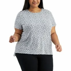 Cheapest π Alfani Plus Size Printed Crewneck T-Shirt, Created For Macy's White π