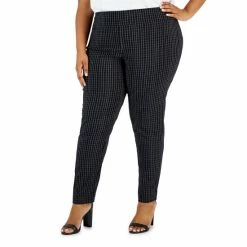 Brand new 😉 Alfani Plus Size Plaid-Print High-Rise Pull-On Skinny Pants, Created For Macy's Deep Black ✔️