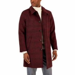 Best deal π Alfani Men's Balmacaan Plaid-Pattern Dual-Pocket Top π§₯ Coat, Created For Macy's Merlot π