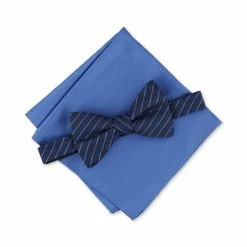 Cheapest 🔥 Alfani Men's Nolan Striped Bow Tie & Pocket Square, Created For Macy's Navy 👏