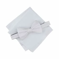Best Sale 😉 Alfani Men's 2-Pc. Pre-Tied Herringbone Dot Bow Tie & Solid Pocket Square Set, Created For Macy's White 🛒