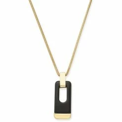 Best Pirce π Alfani Gold-Tone & Black Acrylic Large Link 34 Pendant Necklace, Created For Macy's Gold/black π
