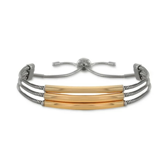 Hot Sale π Alfani Two-Tone Curved Bar Triple-Row Slider Bracelet, Created For Macy's Yellow π